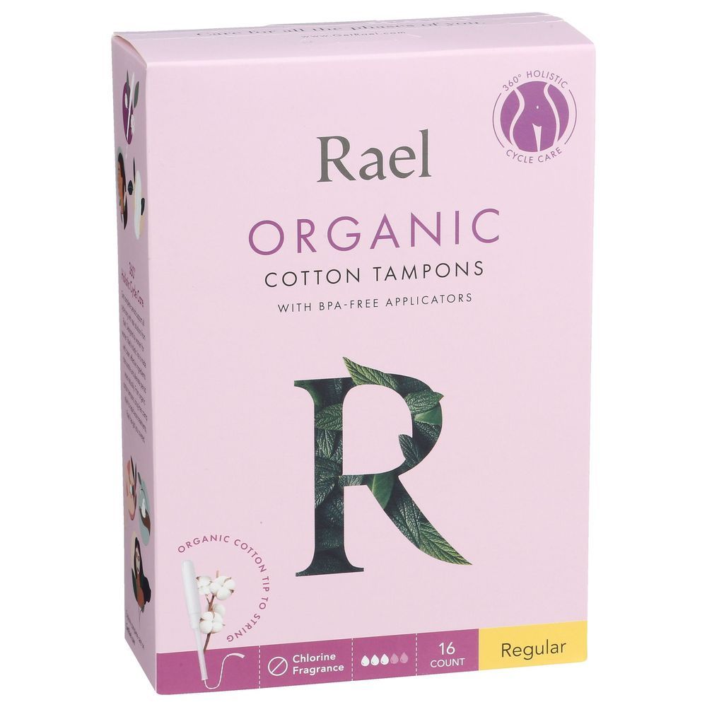 Rael Organic Regular Cotton Tampon, 16 Count
