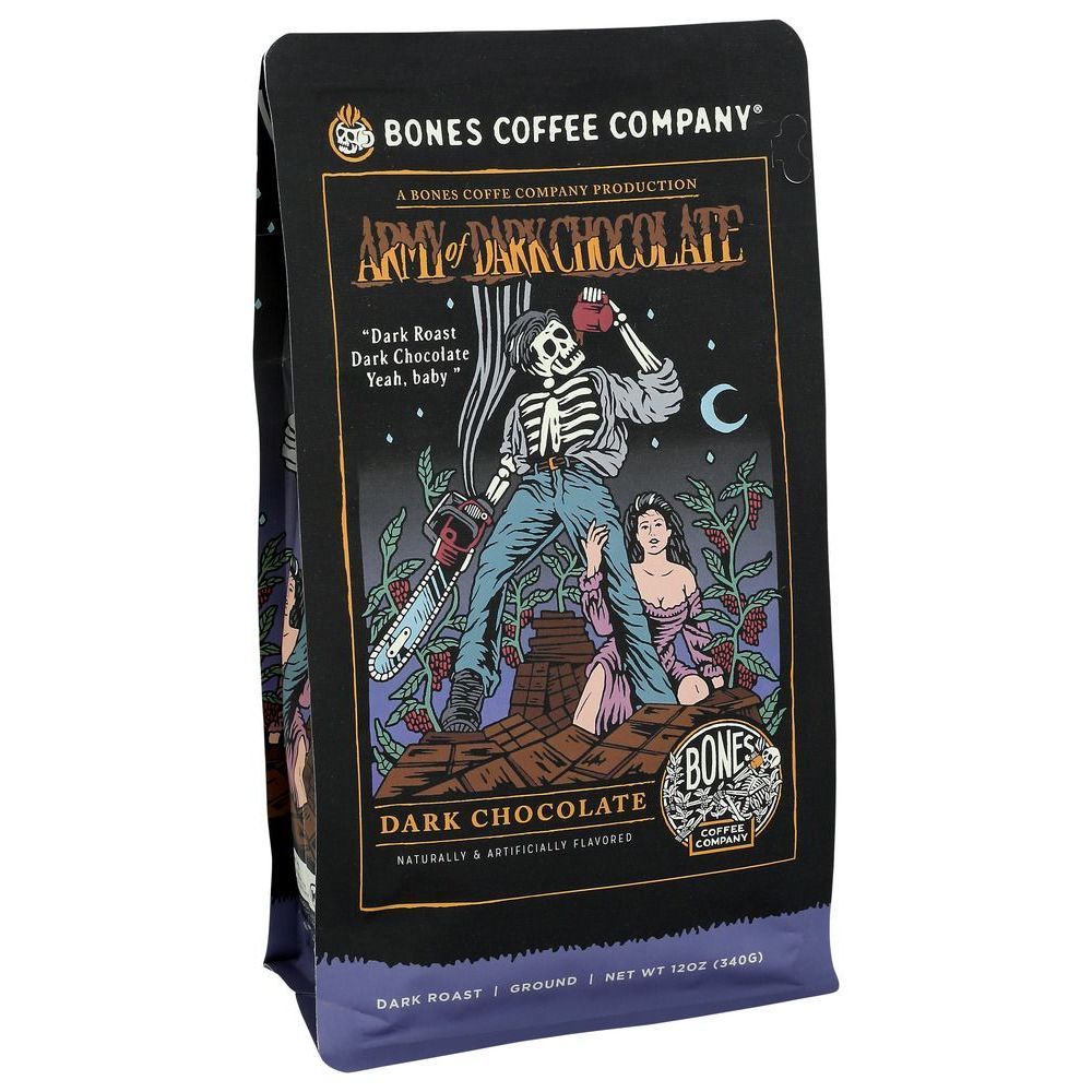 Bones Coffee Army Of Dark Chocolate Ground Coffee, 12 Ounce -- 12 Per Case
