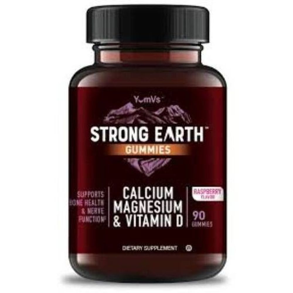 Yum Vs Raspberry Strong Earth Calcium Magnesium And Vitamin D Gummies For Bone, 90 Count