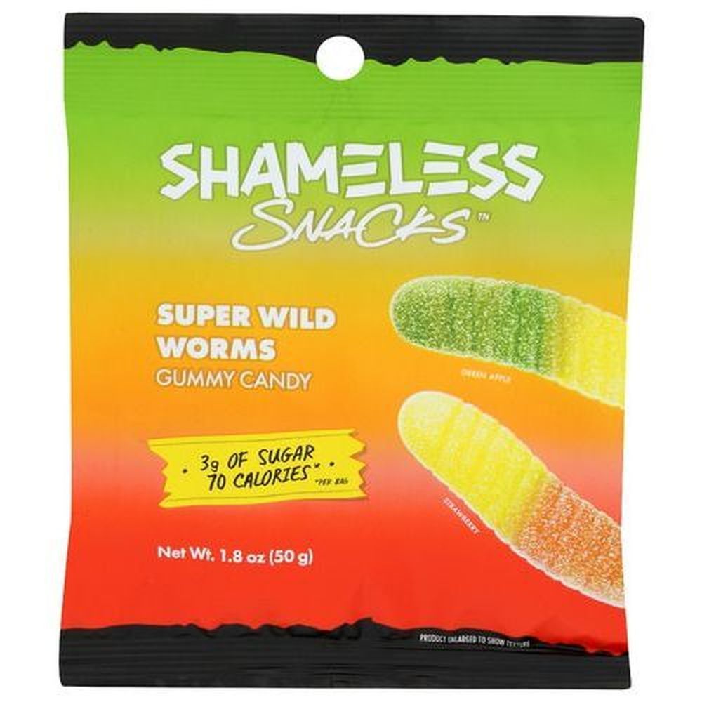 Shameless Snacks Super Wild Worms Gummy Candy, 1.8 Ounce -- 6 Per Case