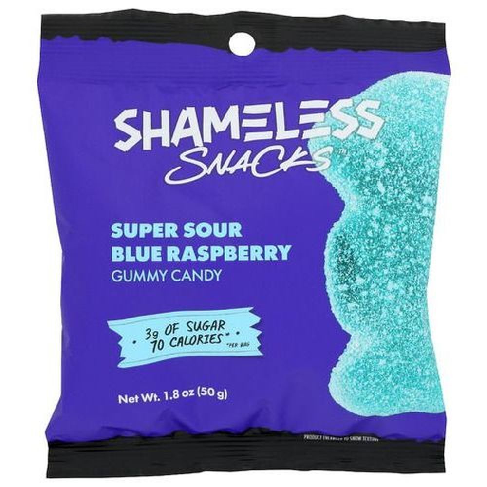 Shameless Snacks Super Sour Blue Raspberry Gummy Candy, 1.8 Ounce -- 6 Per Case