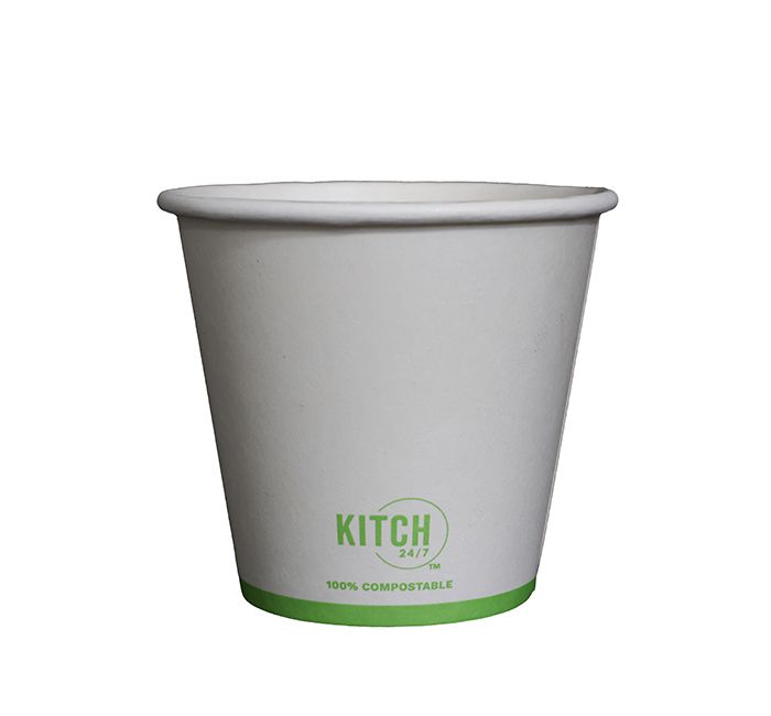 Kitch 24/7 White Compostable Squat Paper Hot Cup, 8 Ounce -- 1000 Per Case