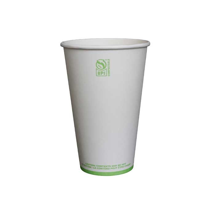 Kitch 24/7 White Compostable Paper Hot Cup, 16 Ounce -- 1000 Per Case