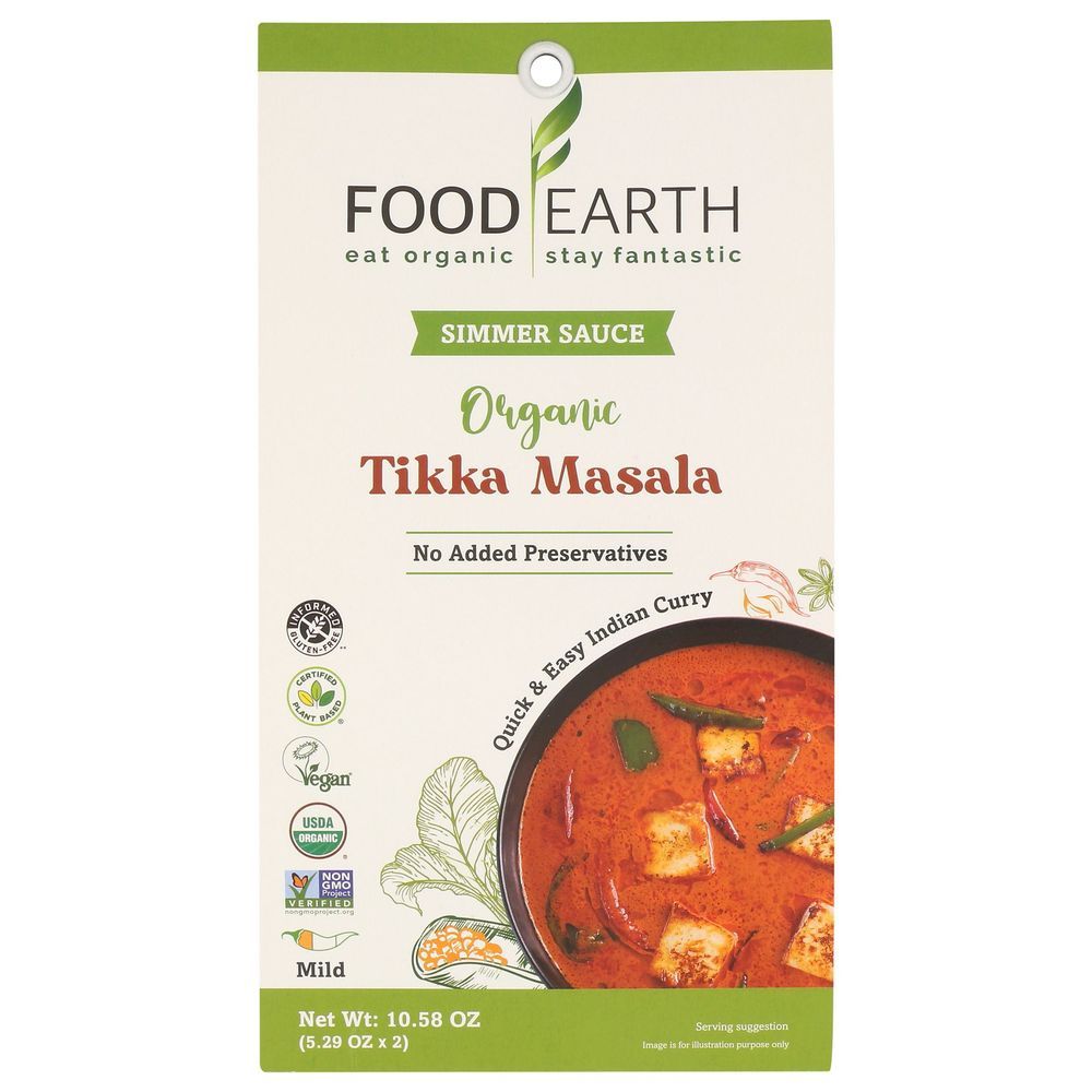 Food Earth Organic Tikka Masala Simmer Sauce, 10.58 Ounce -- 6 Per Case