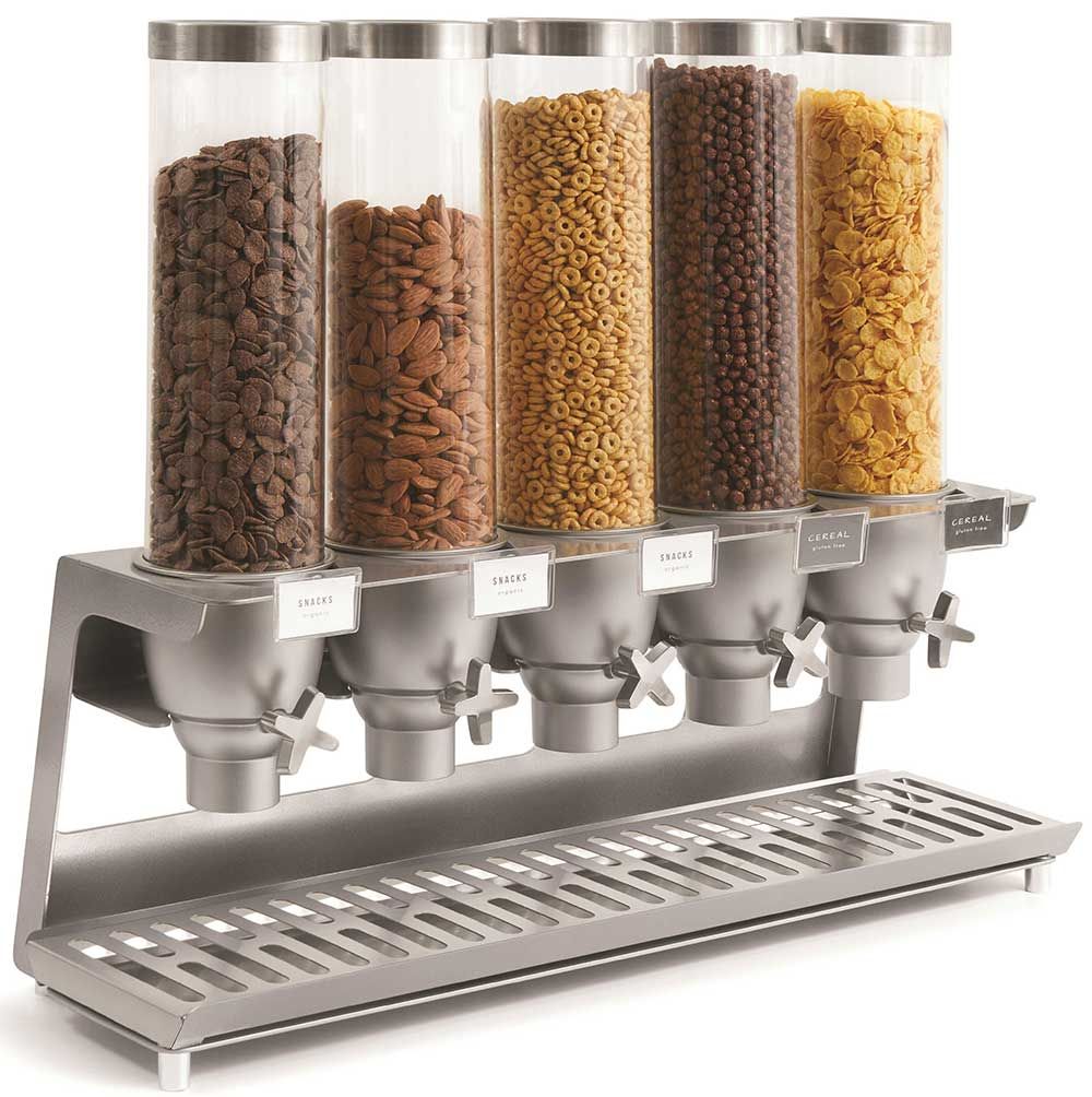 Rosseto Ez Serv 5 Container Tabletop Dispenser With Stainless Steel Tray, 31.75 X 10.5 X 26.25 Inch