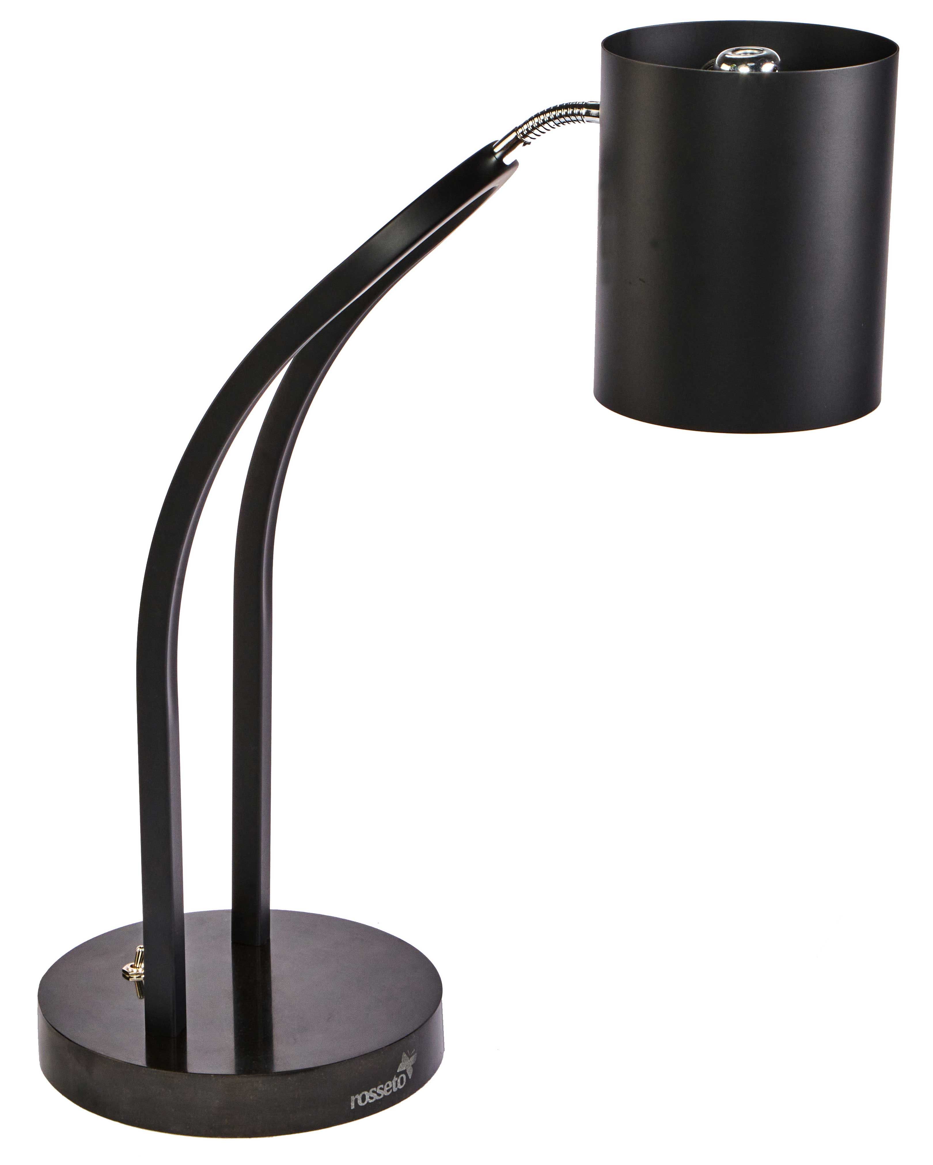Rosseto Single Black Matte Heat Lamp With Black Metal Base And Plain Shade, 9.75 X 19.5 X 26 Inch
