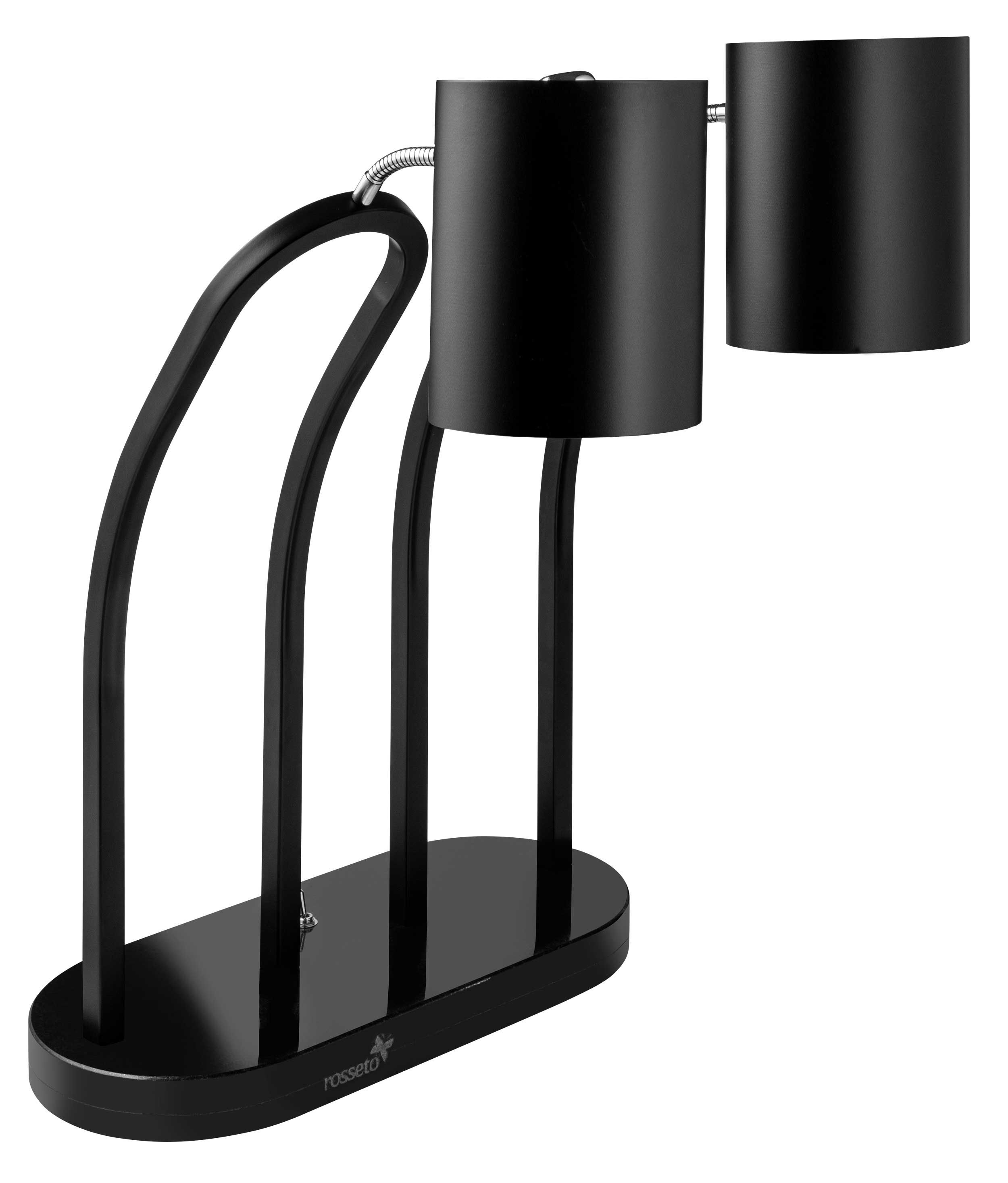 Rosseto Double Black Matte Heat Lamp With Black Metal Base And Plain Shade, 18.5 X 19.5 X 26 Inch