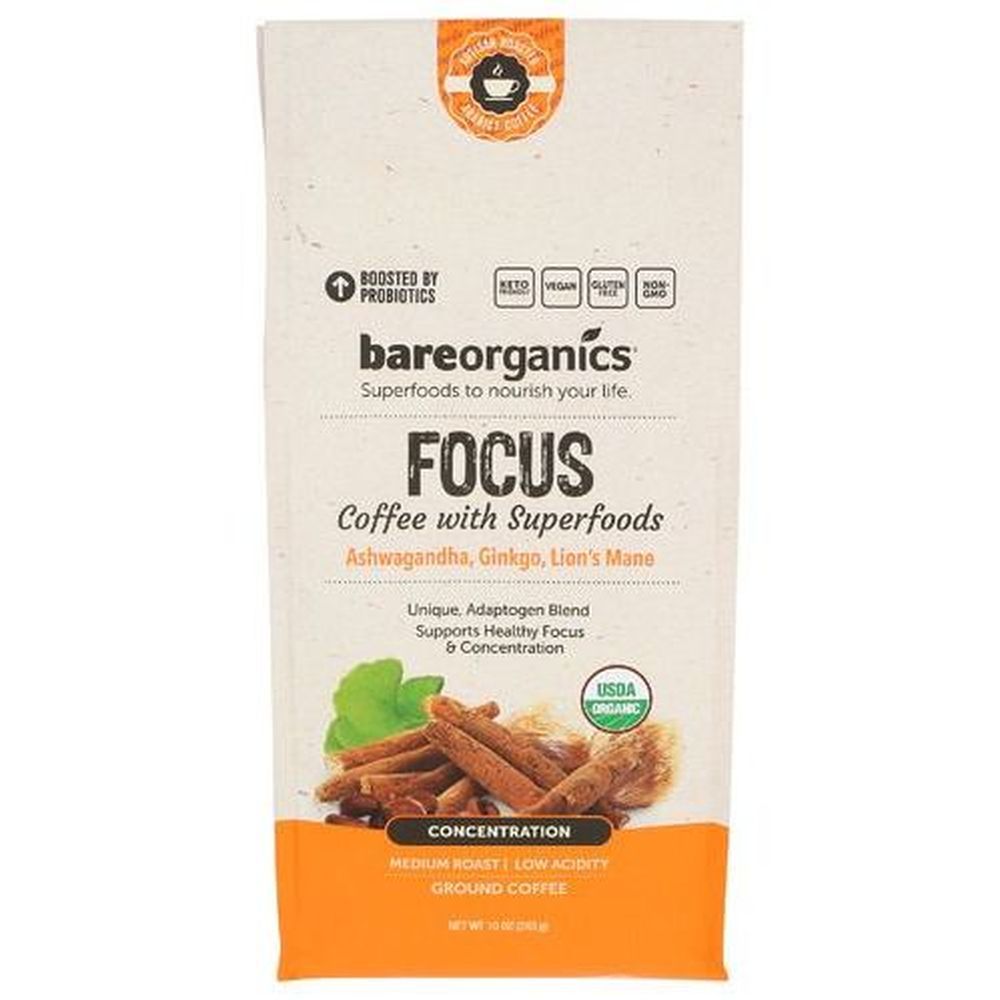 Bare Organics Organic Focus Coffee With Superfoods, 10 Ounce -- 6 Per Case
