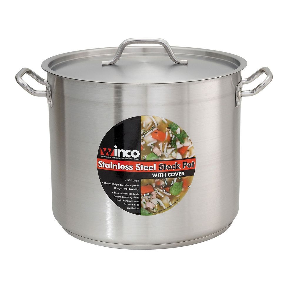 Winco Sst-8 Stainless Steel Stock Pot With Cover, 8 Quart Capacity