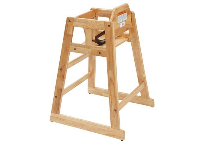Winco Rubberwood Natural Finish Knocked Down Stacking High Chair, 20 Inch Length