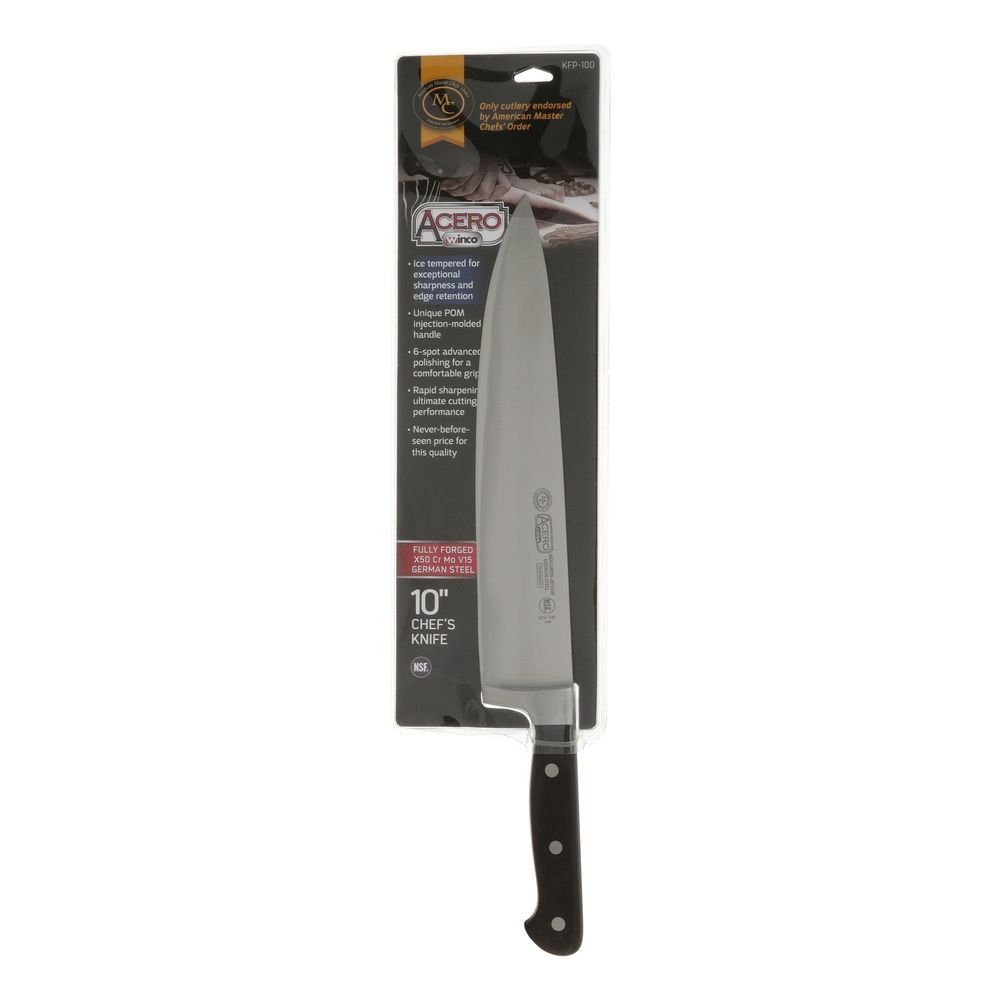 Winco Kfp-100 Acero Chef Knife, 10 Inch