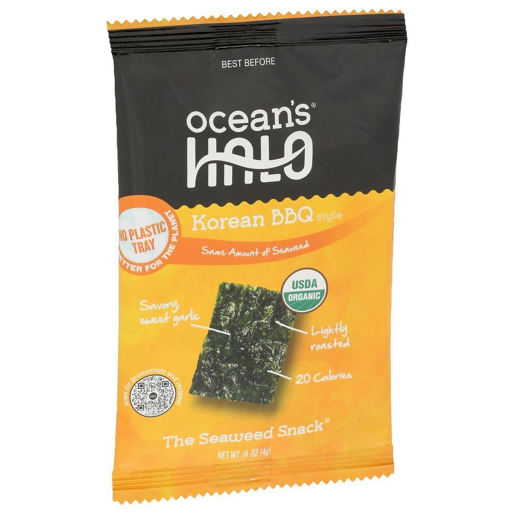 Ocean's Halo Korean Bbq Seaweed Snacks, 0.14 Ounce -- 20 Per Case