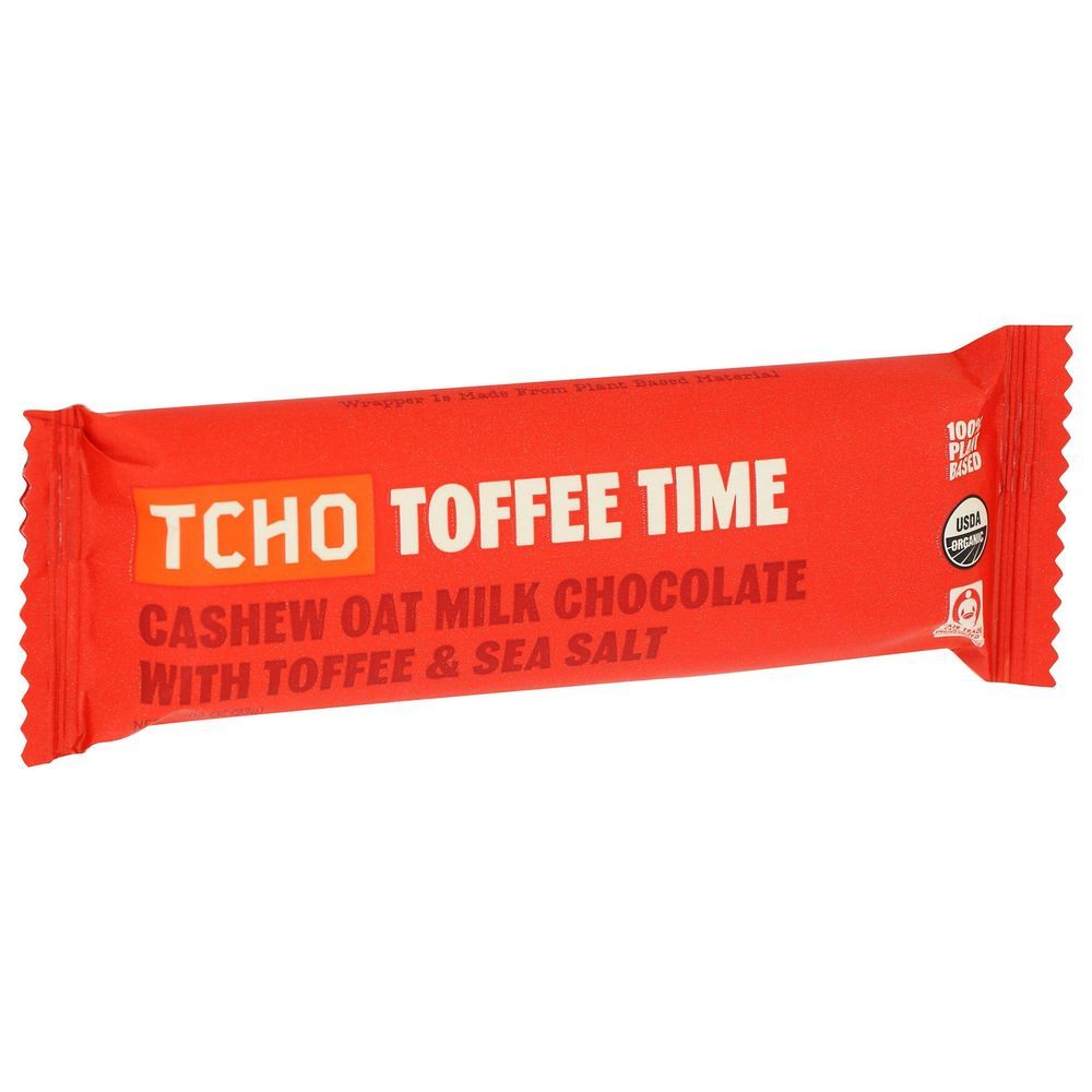 Tcho Bar Toffee Time Cashew Oat Milk Chocolate Bar, 0.83 Ounce -- 18 Per Case