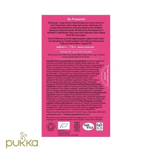 Pukka Tea Bag Organic Elderberry And Echinacea, 20 Count -- 4 Per Case