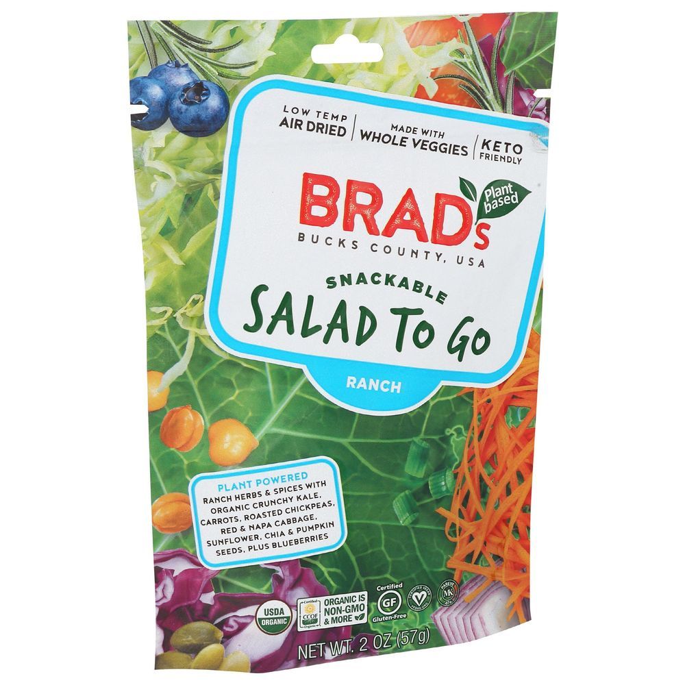 Brads Plant Based Organic Ranch Salad To Go Snack, 2 Ounce -- 12 Per Case