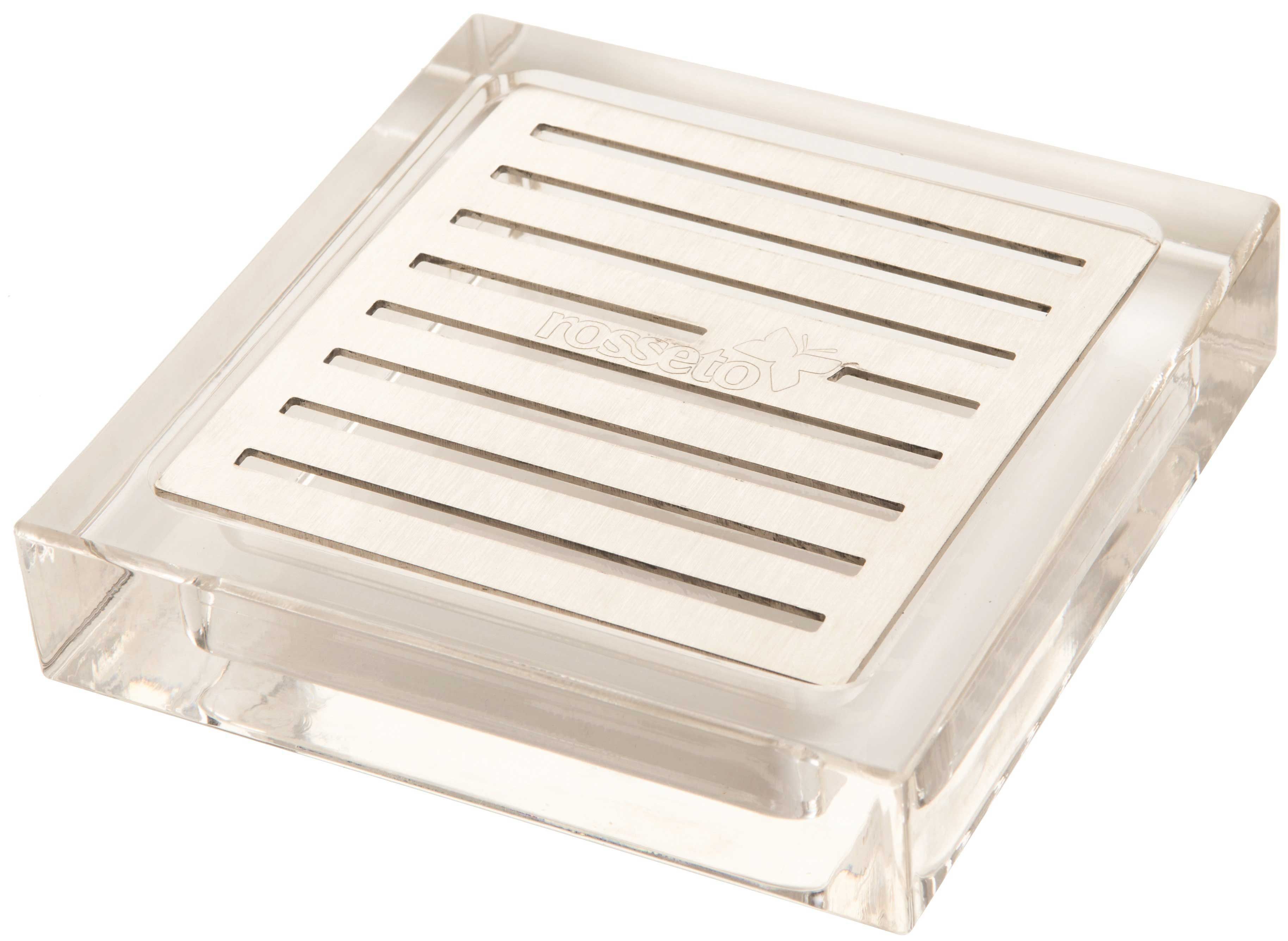 Rosseto Square Acrylic Drip Tray With Stainless Steel Insert, 4.25 X 4 X 1 Inch