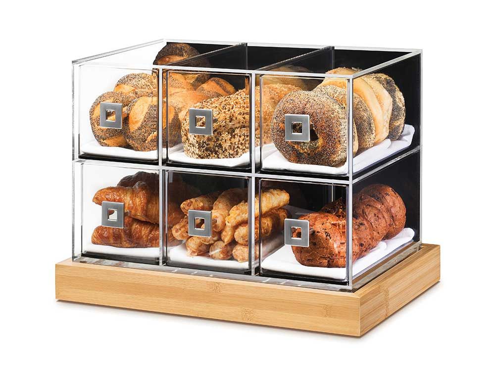 Rosseto Acrylic Six Drawer Bakery Case With Fresh Bamboo Base, 21 X 13.63 X 15.38 Inch