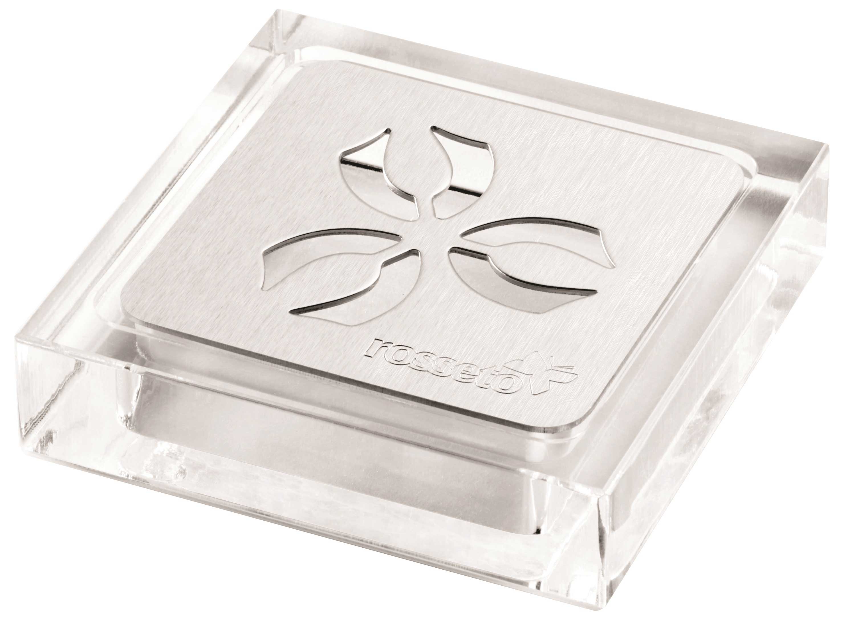 Rosseto Iris Square Acrylic Drip Tray With Stainless Steel Insert, 4.3 X 4.3 X 1 Inch