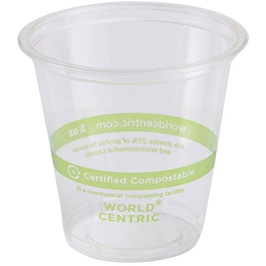 World Centric Ingeo Compostable Clear Cup, 3 Ounce -- 2500 Per Case