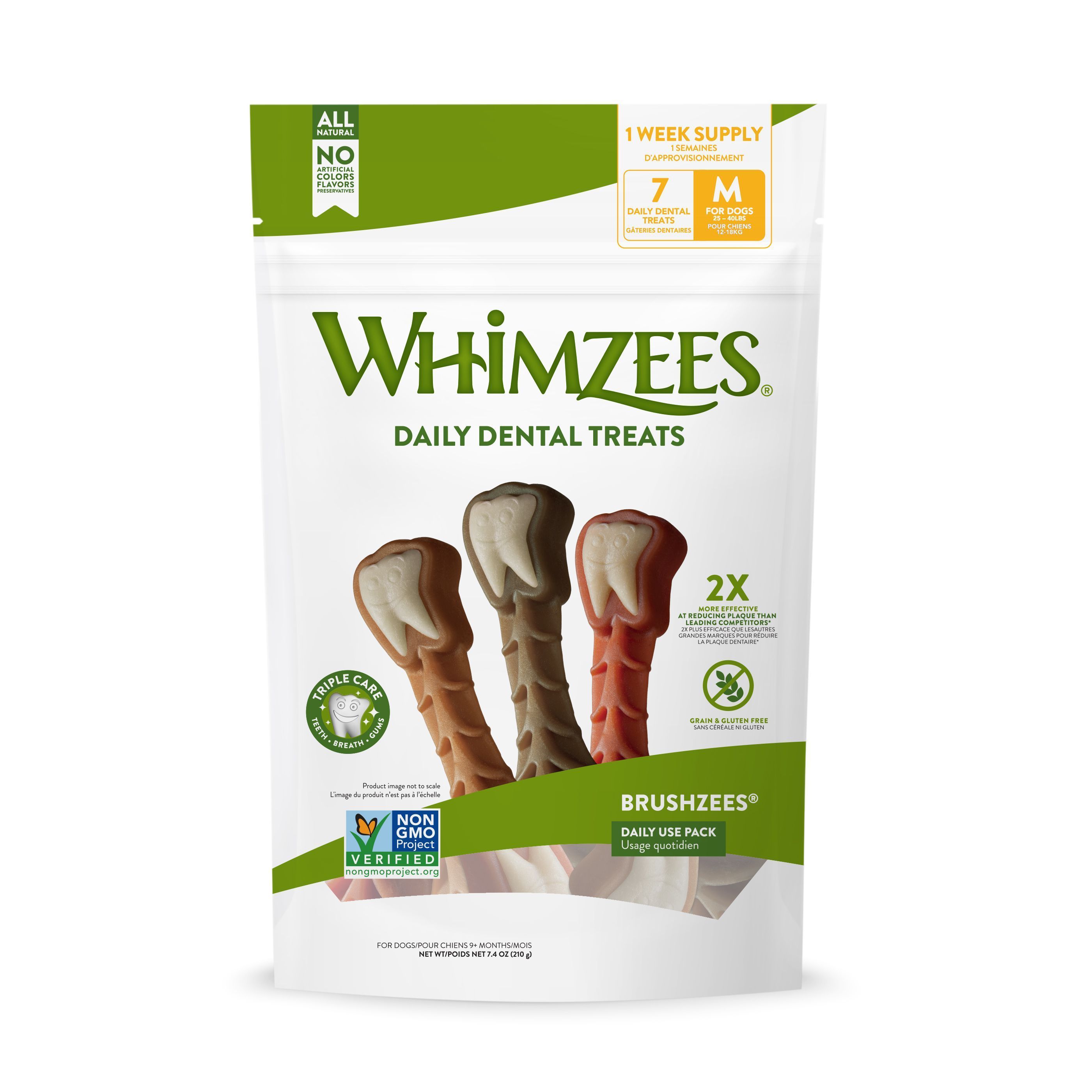 Whimzees Daily Dental Treat Medium Dog Chew, 7.4 Ounce -- 4 Per Case