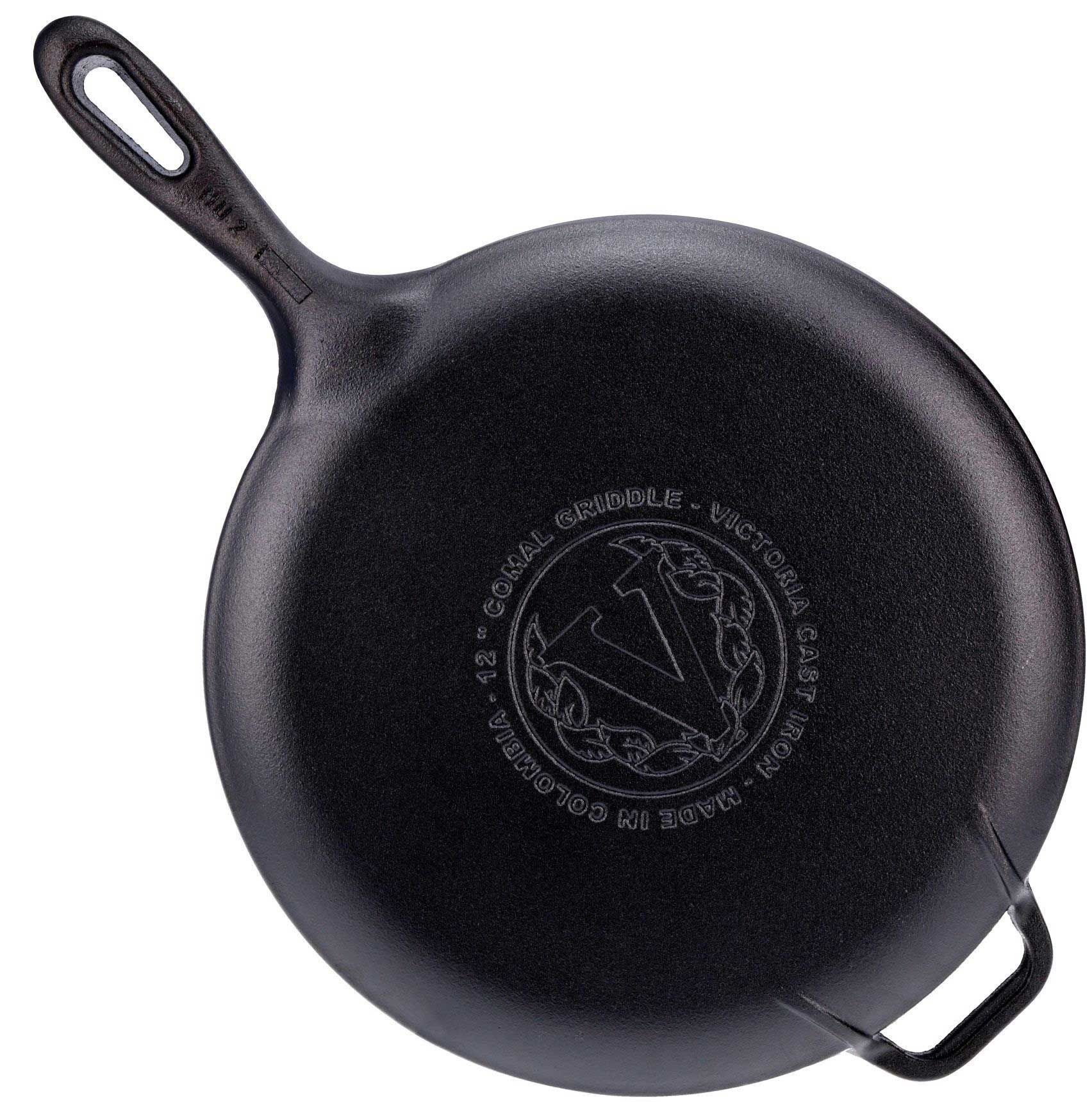 Victoria 12 Inch Comal With Long Handle And Helper Handle -- 4 Per Case
