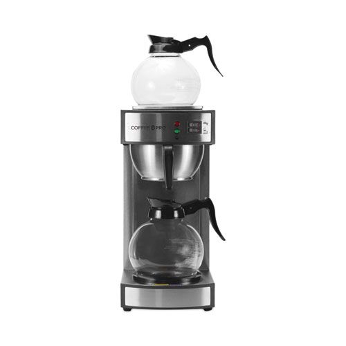 Coffee Pro Stainless Steel 10/12 Cup Two-burner Institutional Coffeemaker, 8.75 X 14.75 X 15.25 Inch
