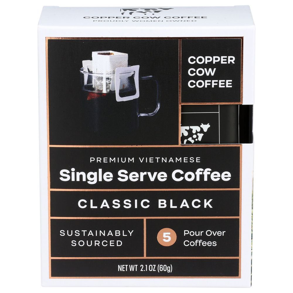 Copper Cow Coffee Classic Black Pour Over Single Serve Coffee, 2.1 Ounce -- 8 Per Case