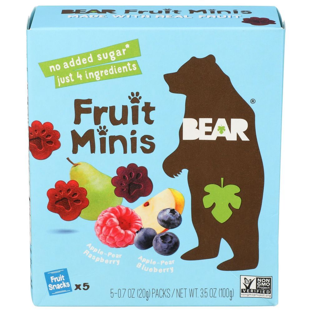 Bear Raspberry Blueberry Fruit Minis, 3.5 Ounce -- 4 Per Case