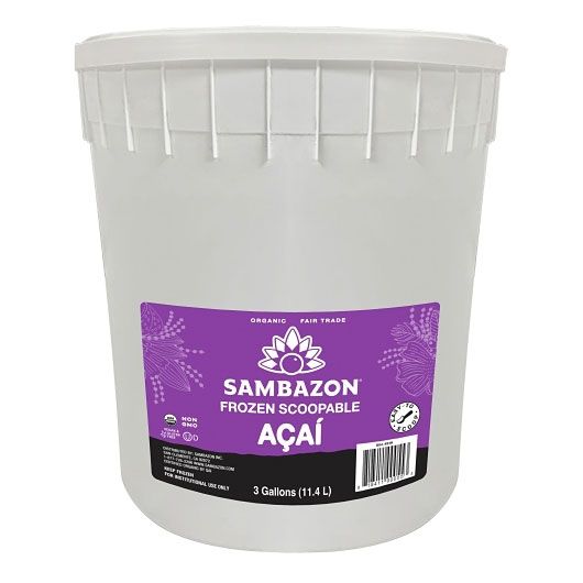 Sambazon Organic Acai Berry Sorbet Tub, 3 Gallon Scoopable Tub