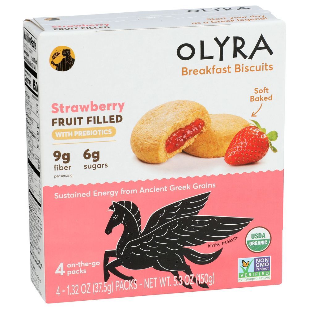 Olyra Organic Strawberry Fruit Filled Breakfast Biscuits, 5.3 Ounce -- 6 Per Case
