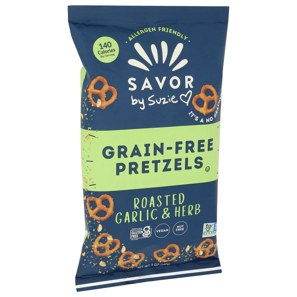 Savor By Suzie Roasted Garlic And Herb Grain Free Pretzels, 5 Ounce -- 12 Per Case