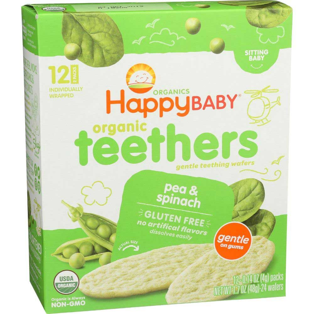 Happy Baby Organic Pea And Spinach Gentle Teethers, 1.7 Ounce -- 6 Per Case