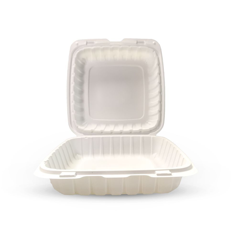 Empress Earth Natural Mineral Filled Polypropylene Single Compartment Hinged Container, 9 X 9 X 3 Inch -- 150 Per Case