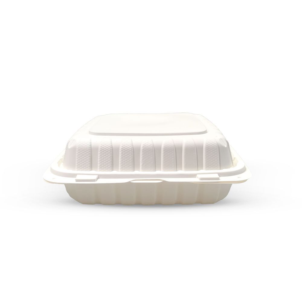 Empress Earth Natural Mineral Filled Polypropylene 3 Compartment Hinged Container, 9 X 9 X 3 Inch -- 150 Per Case
