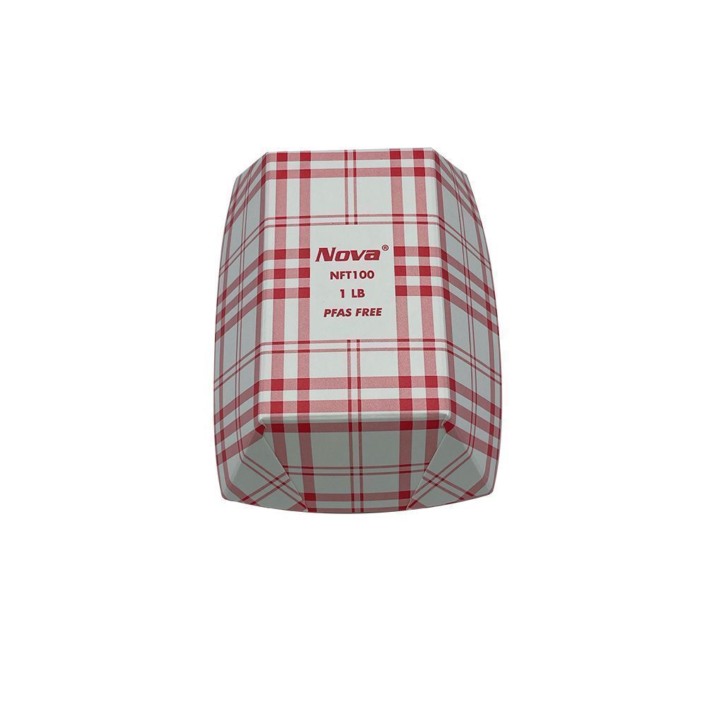 Nova Pfas Free Red Plaid Food Tray, 1 Pound Capacity -- 1000 Per Case