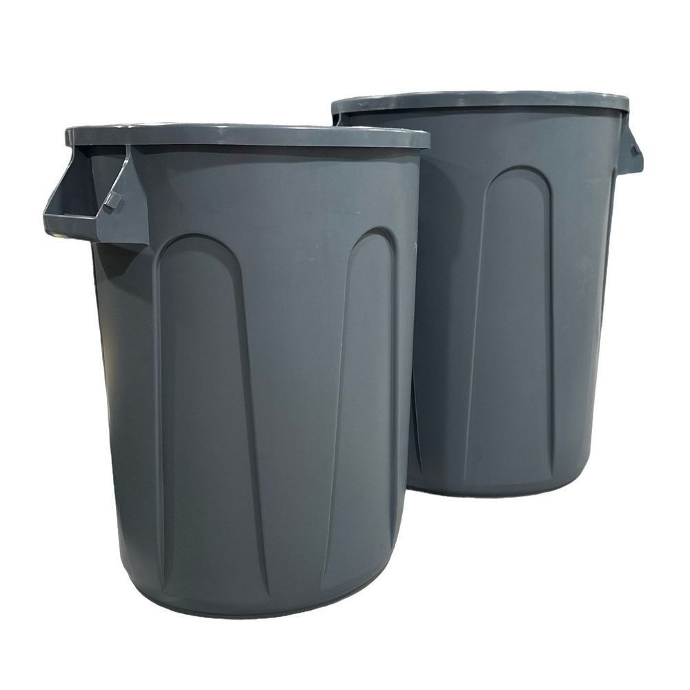 Performance Plus Gray Round Waste Receptacle, 32 Gallon