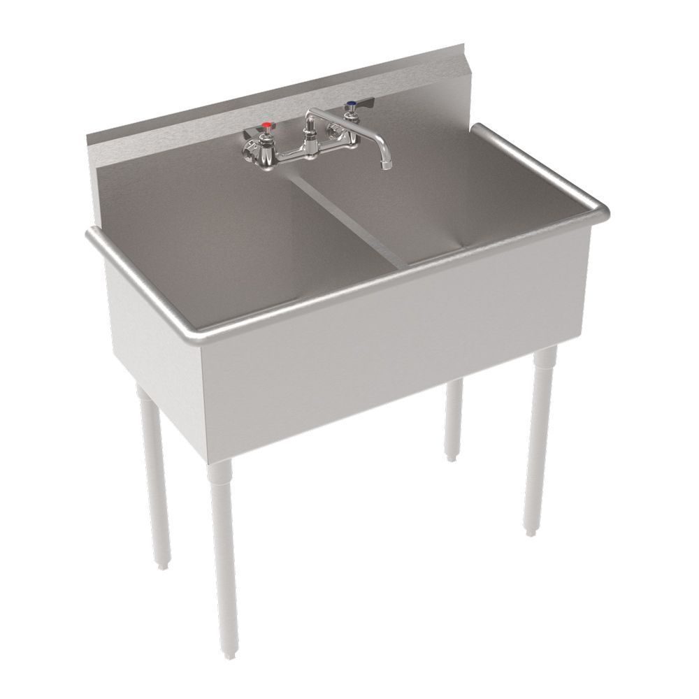 Krowne Two Compartment Basin Sink With Two 18 X 18 Inch Bowls, 39 Inch Width X 21.5 Inch Depth