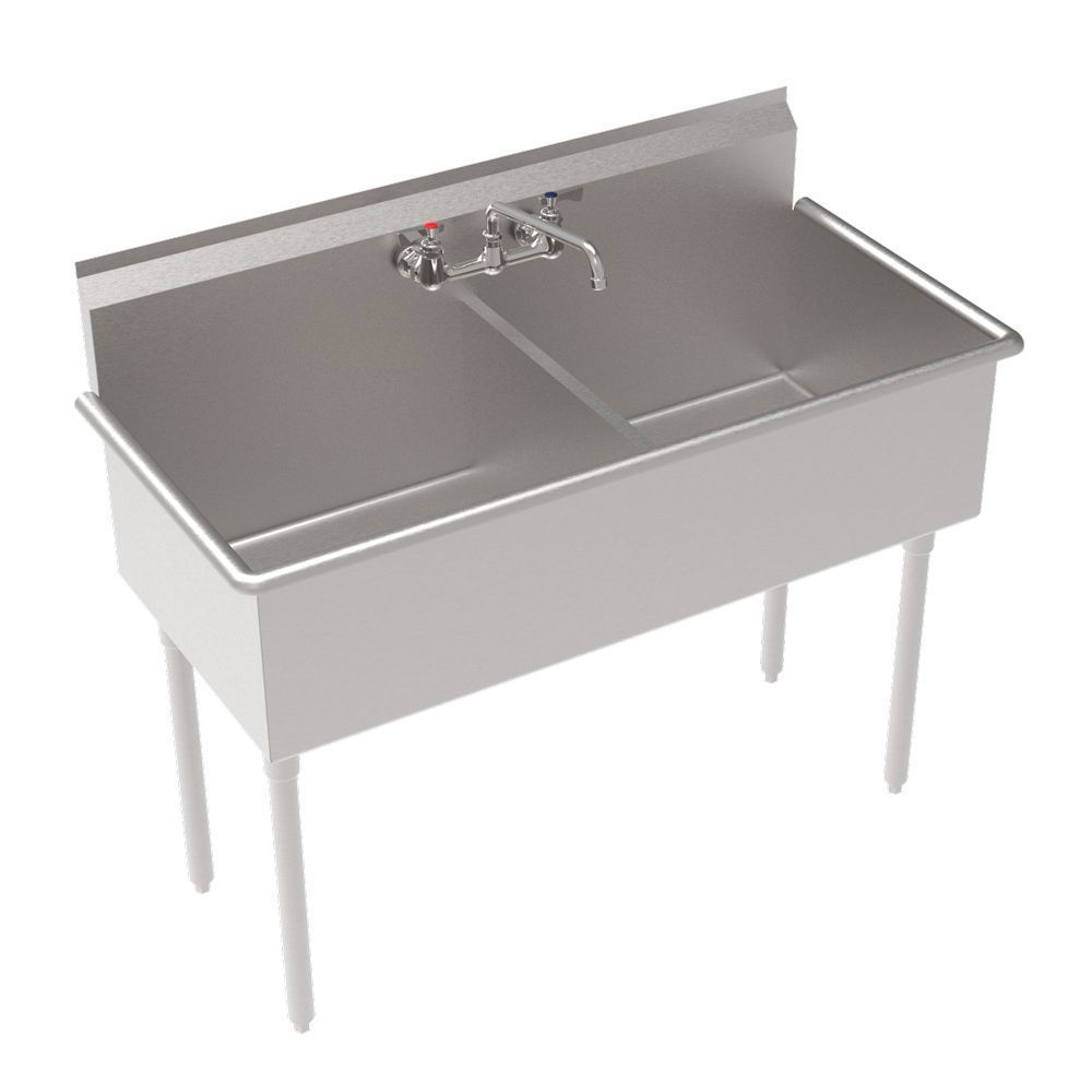 Krowne Two Compartment Basin Sink With Two 24 X 21 Inch Bowls, 51 Inch Width X 24.5 Inch Depth