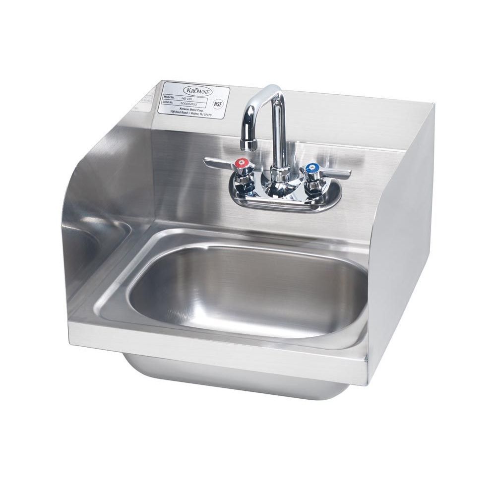 Krowne 16 Inch Wide Hand Sink With Side Splashes, 16 X 15 X 14 Inch
