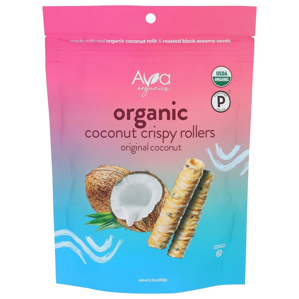Ava Organics Original Coconut Crispy Rollers, 2.8 Ounce -- 8 Per Case