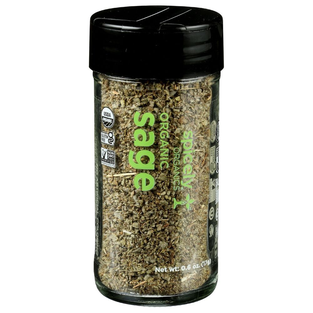 Spicely Organics Rubbed Sage, 0.6 Ounce Glass Jar -- 3 Per Case