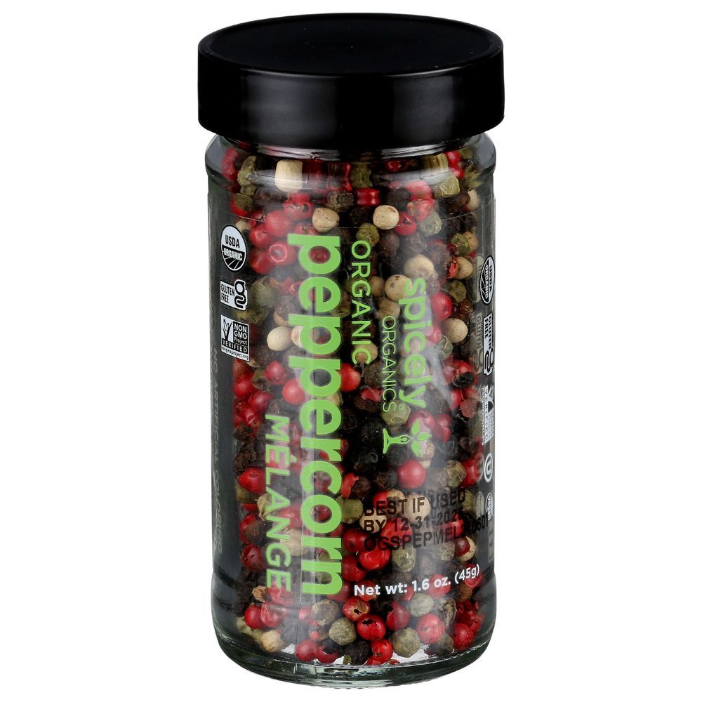 Spicely Organics Peppercorn Melange, 1.6 Ounce Glass Jar -- 3 Per Case