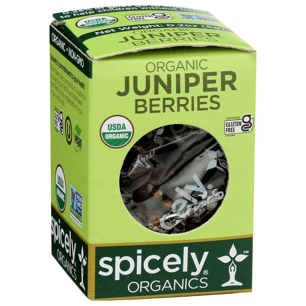 Spicely Organics Juniper Berries, 0.2 Ounce Box -- 6 Per Case