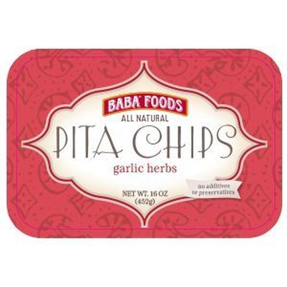 Baba Foods Garlic Herbs Pita Chips, 16 Ounce -- 8 Per Case