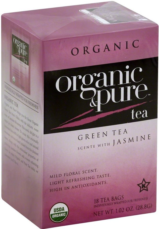 Organic & Pure Jasmine Green Tea, 18 Tea Bags Count -- 6 Per Case