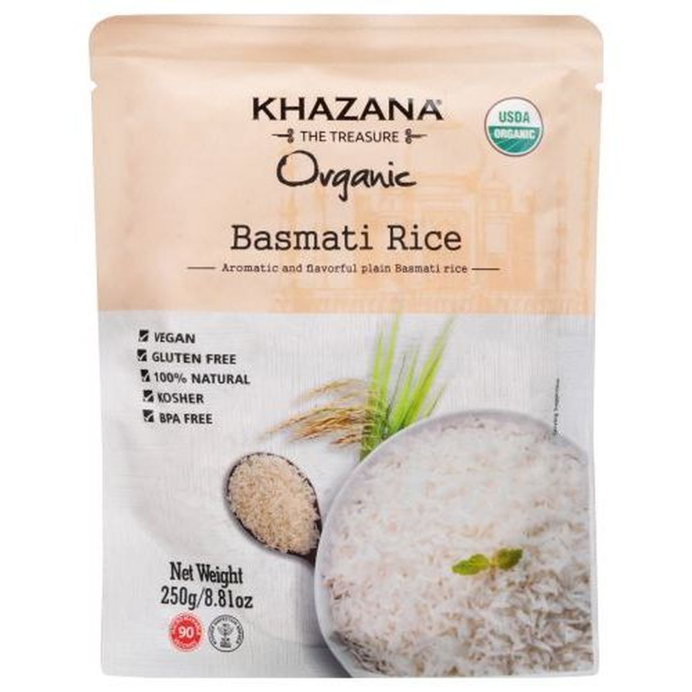 Khazana Organic Basmati Rice, Ready To Heat, 8.81 Ounce -- 6 Per Case