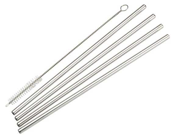 Winco 18/8 Stainless Steel Straight Drinking Straw Set, 1/4 X 1/4 X 8 1/2 Inch -- 48 Set Per Case
