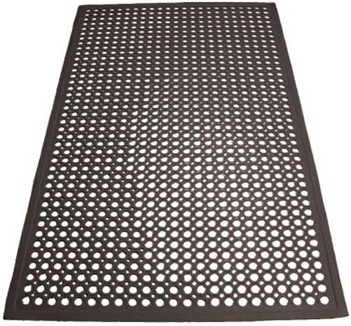 Winco Black Beveled Edge Rolled Rubber Floor Mat, 3 X 5 Feet X 1/2 Inch