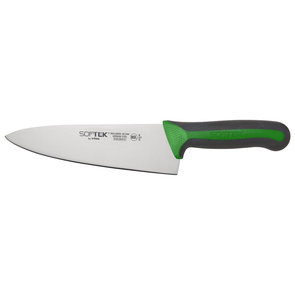 Winco Kstk-80g Sof Tek Green Handle Chefs Knife, 8 Inch