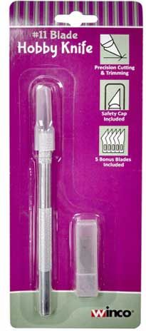 Winco Fine Point Hobby Knife With 5 Bonus Blade, 5 3/4 Inch Length -- 144 Per Case